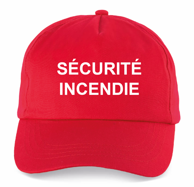 Casquette rouge avec marquage SCURIT INCENDIE